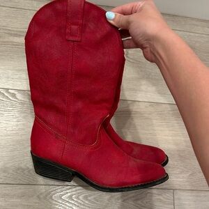 Rampage Red Suede Western Booties